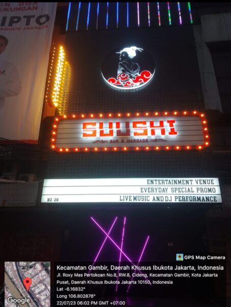 SUU SHI Bar & Massage di Roxy DKI Jakarta ini, di Duga Sediakan Prostitusi “Bungkus Night”