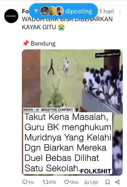 Siswa berantam di SMK sampai di vidiokan dan viral di media sosial, adu jotos.